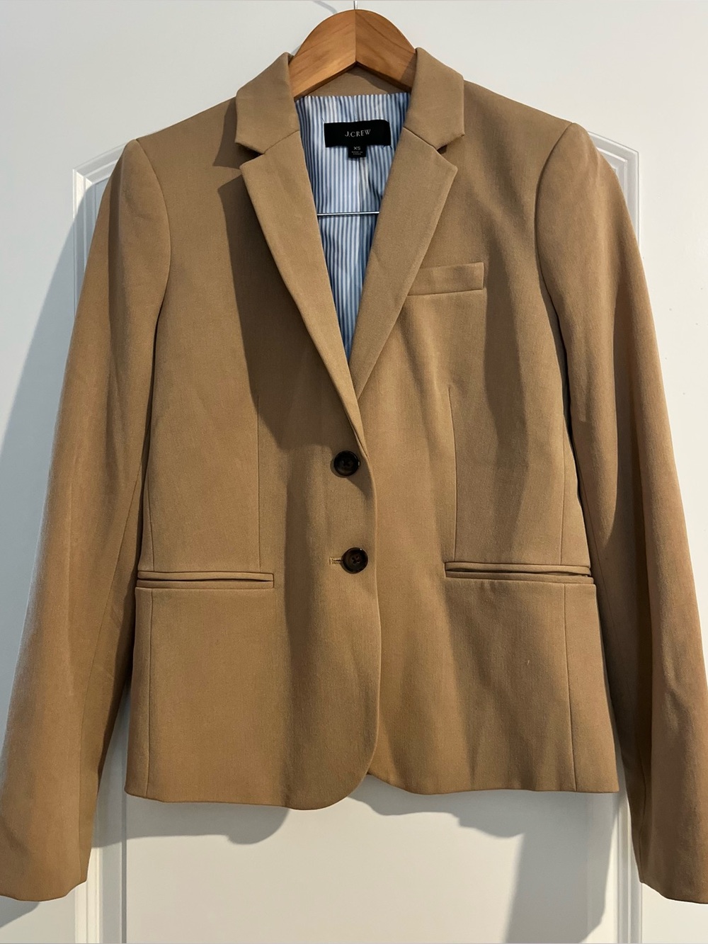 Classic J.Crew Schoolboy Jacket Camel Tan Blazer 2 Button Viscose Stretch XS